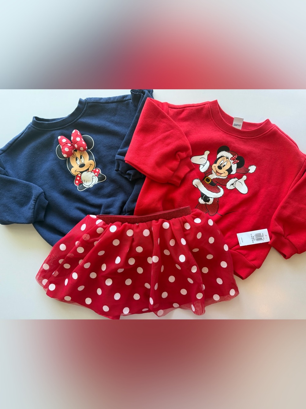 Disney Minnie Mouse Bundle including Sweatshirts with Red Polka Dot Tulle Skirt